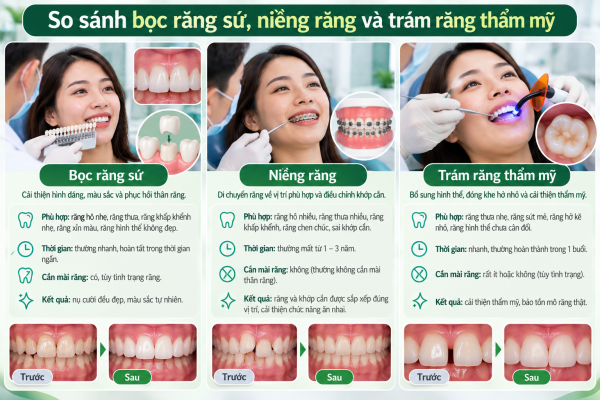 So sánh các phương pháp thẩm mỹ răng miệng